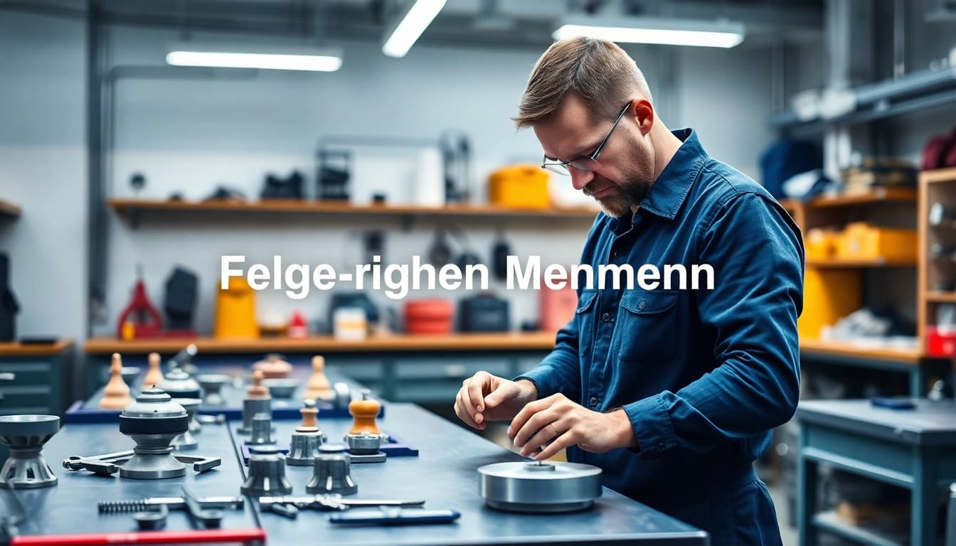 Professioneller Mechaniker beim Felge richten München in einer modernen Werkstatt.