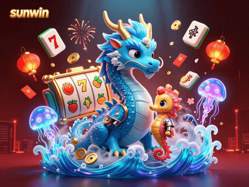 Engage with sunwin's vibrant 3D casino scene showcasing a dragon and playful elements, driving excitement!