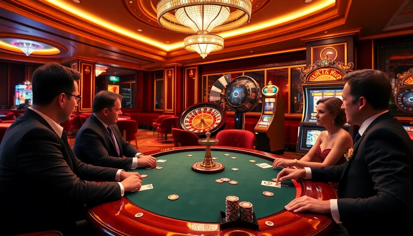 Experience high-stakes excitement with https://f8bet.ventures/ featuring opulent casino tables and vibrant slot machines.