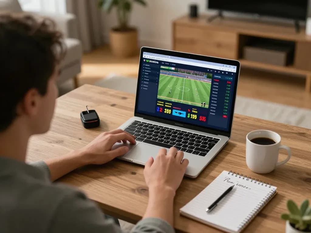 Socolive user engaged in sports betting from home, showcasing an inviting gaming atmosphere.