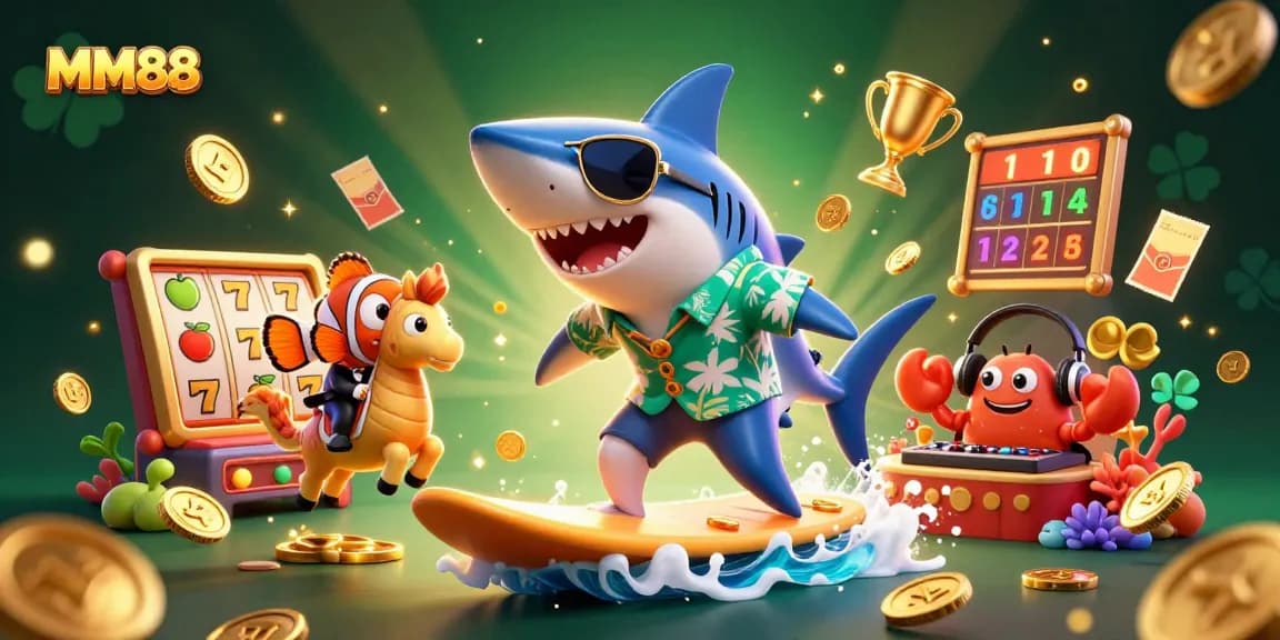 Engage with MM88’s lively casino world through vibrant 3D cartoon characters and slot elements.