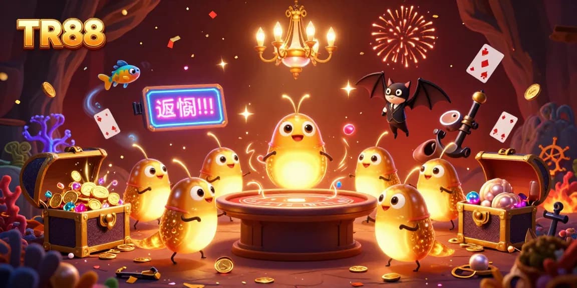Experience thrilling gaming at TR88's vibrant casino scene with glowworms and a bat dealer.