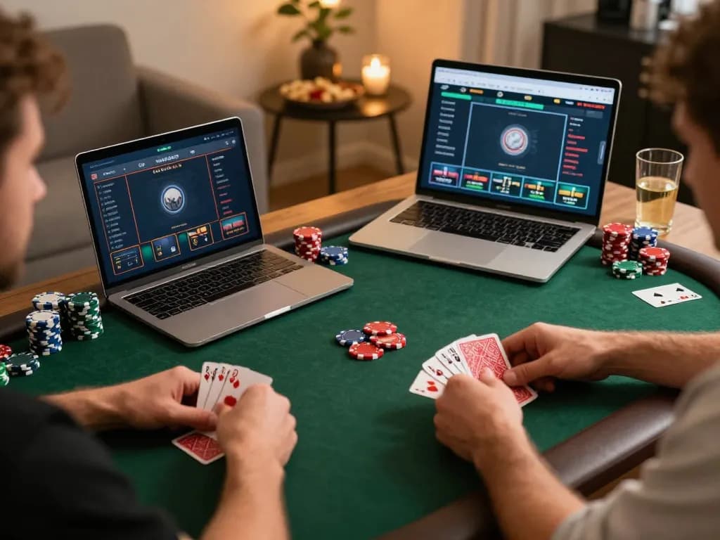 Join the action at https://ph33.info/ with players enjoying poker in a cozy home setting.