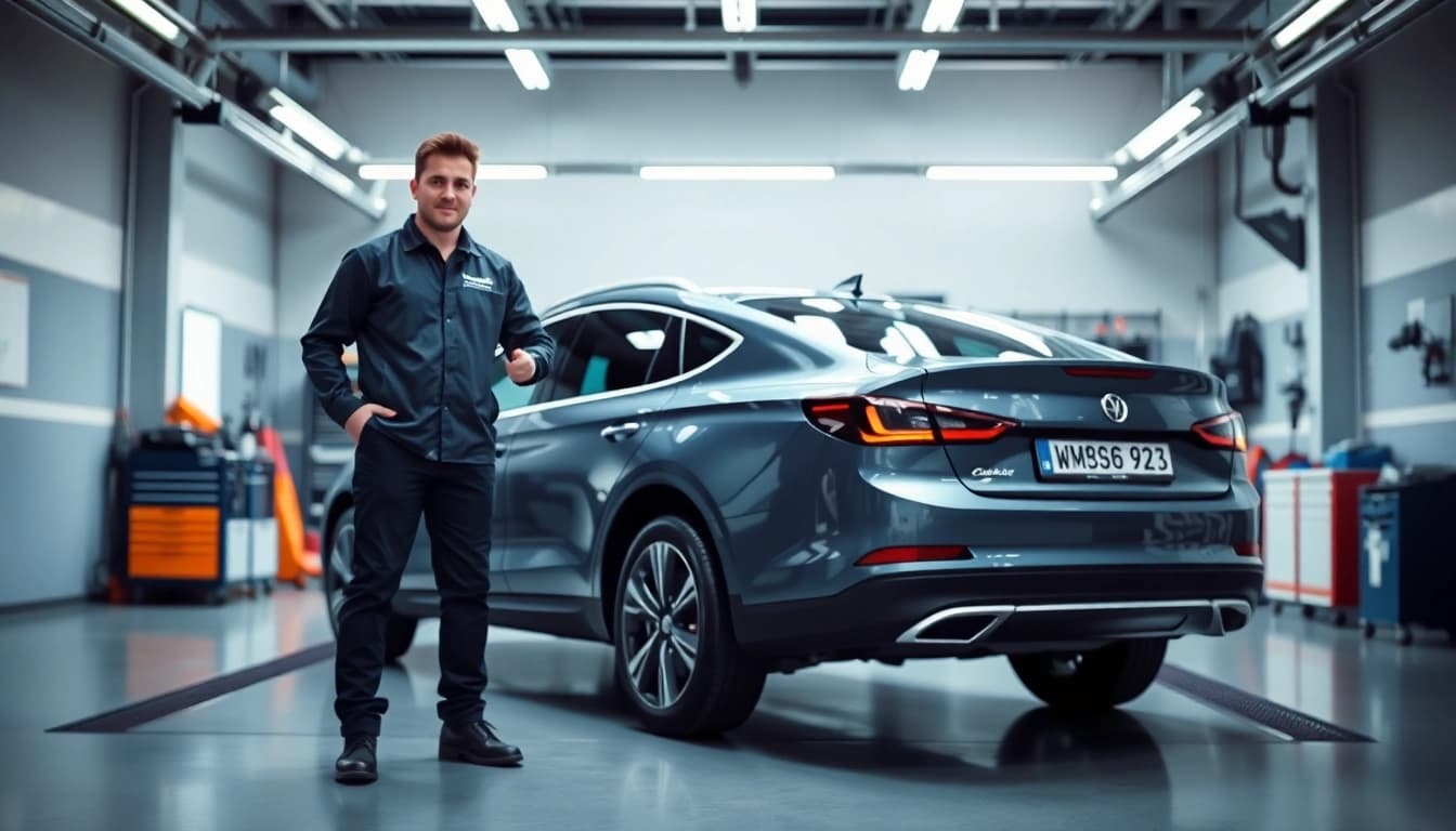 Professioneller Leasing Rückgabe Check München von Experten bei der Fahrzeuginspektion.