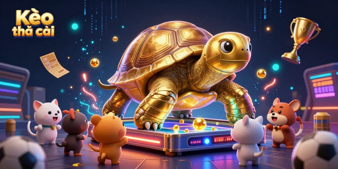 Play Kèo nhà cái with exciting sports betting elements and golden tortoise illustration.