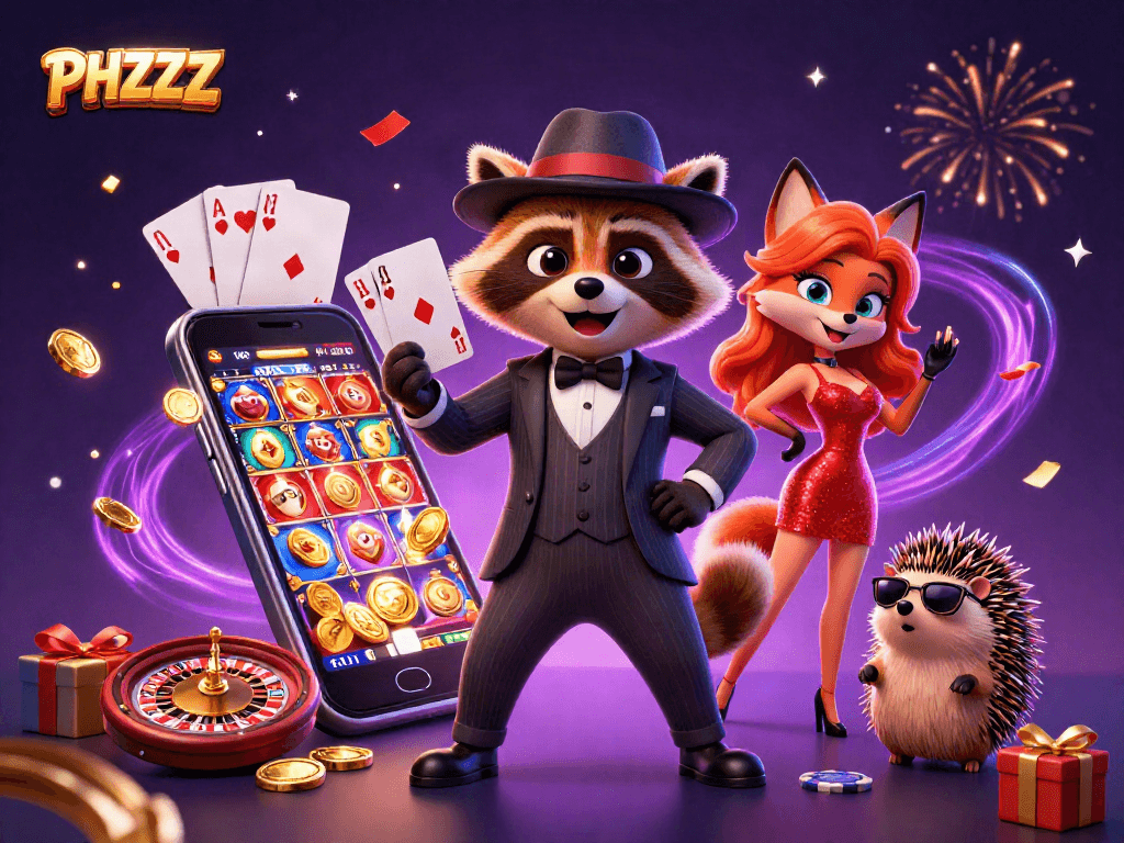 PHZZZ showcases thrilling casino excitement with lively raccoon and fox characters