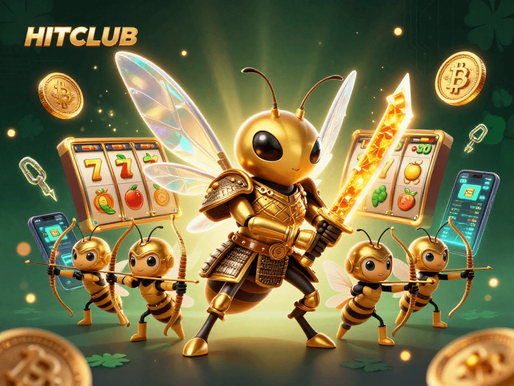 Engage with HITCLUB's dynamic online gaming atmosphere featuring vibrant slot elements and cryptocurrency.