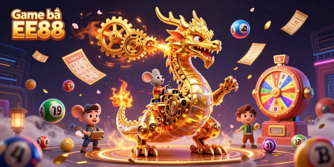 Engage with Game bài EE88 in this vibrant casino-themed 3D illustration showcasing excitement and rewards.