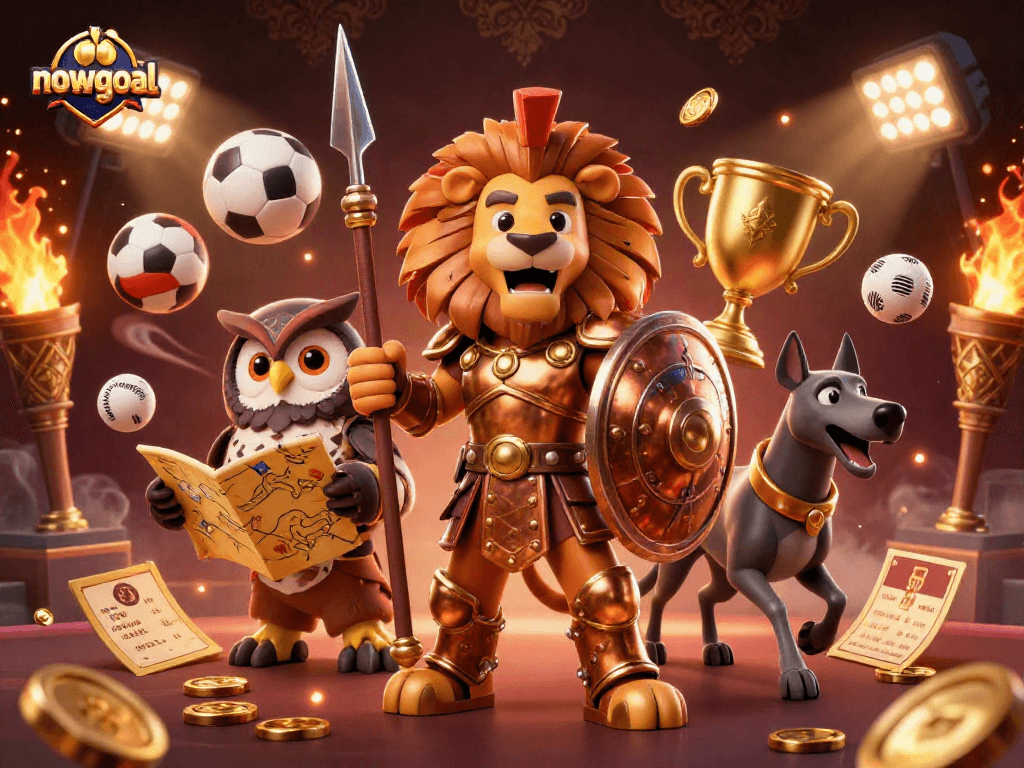 Bettors win big with nowgoal as a Spartan lion, owl strategist, and greyhound messenger guide their journey.