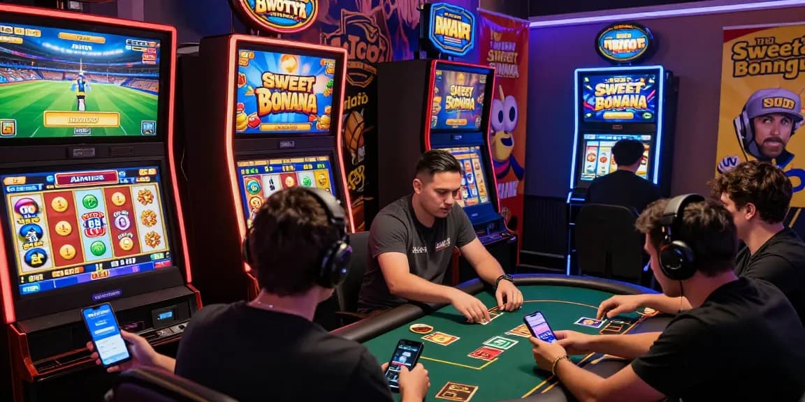 Engaged players enjoying diverse BazaWin gaming experiences with vibrant visuals, interactive mobile apps, and exciting promotions.