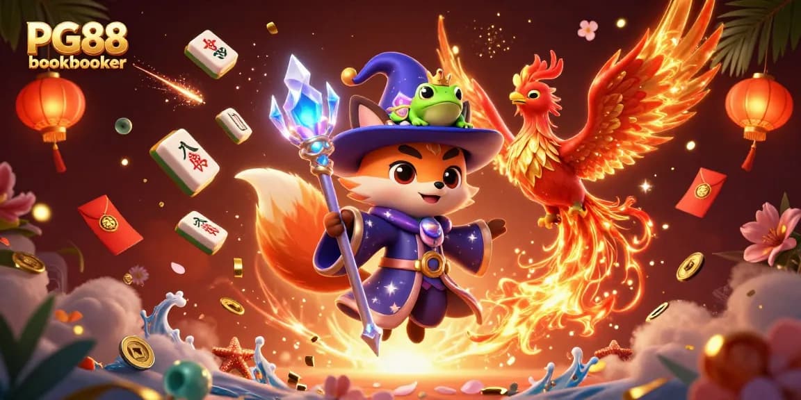 Experience the vibrant world of PG88 bookmaker with immersive elements and dynamic characters in this 3D illustration.