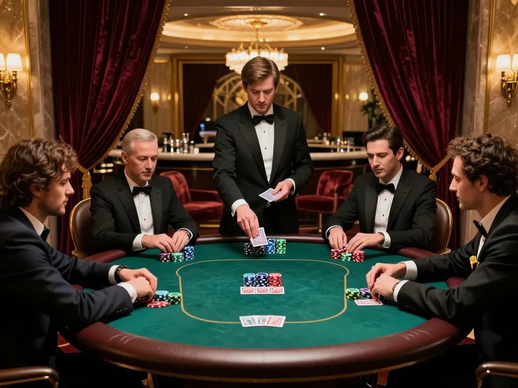 Players engaged in strategic gameplay at a VIP poker table, showcasing the 79KING experience.