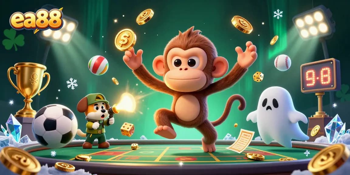 ea88 showcases dynamic sports gambling with a poltergeist monkey in a haunted casino