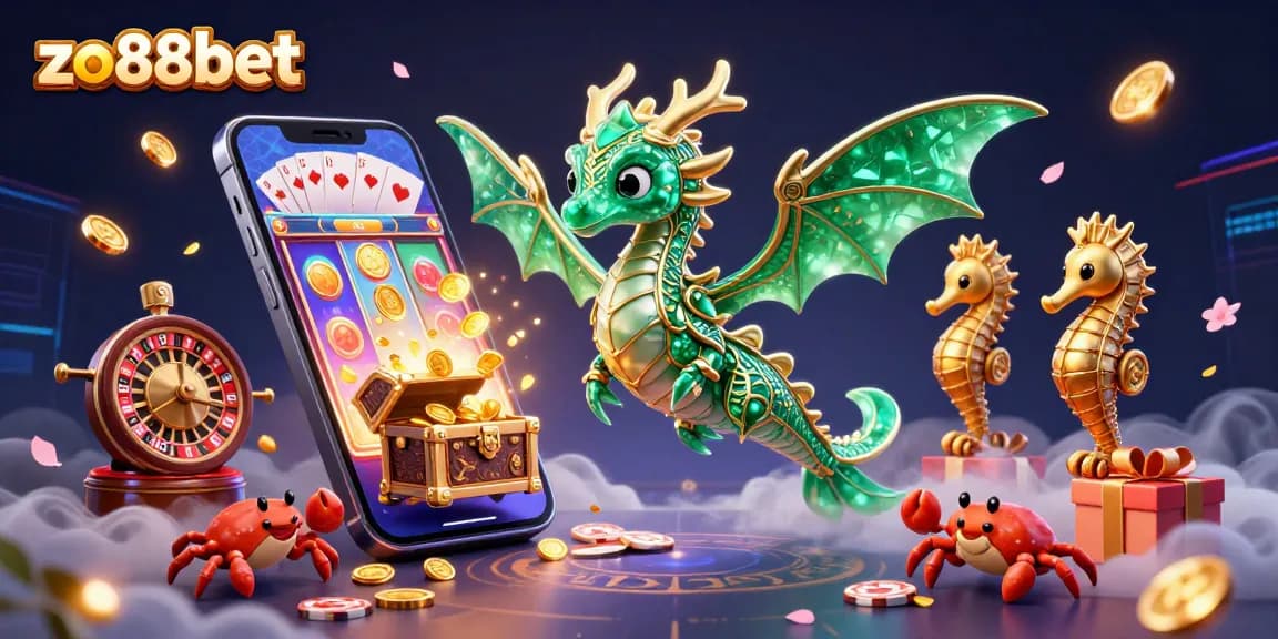 Win big with zo88bet in this vibrant 3D scene showcasing exciting slot game action and rewards.