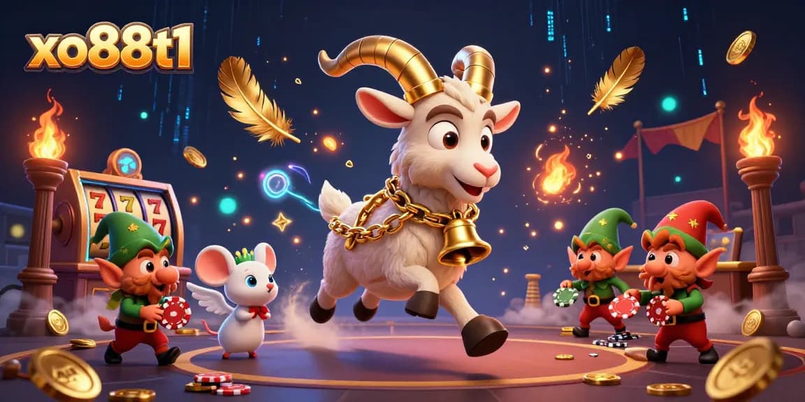 Experience thrilling gaming action at xo88t1 with Krampus and festive characters in a casino scene.