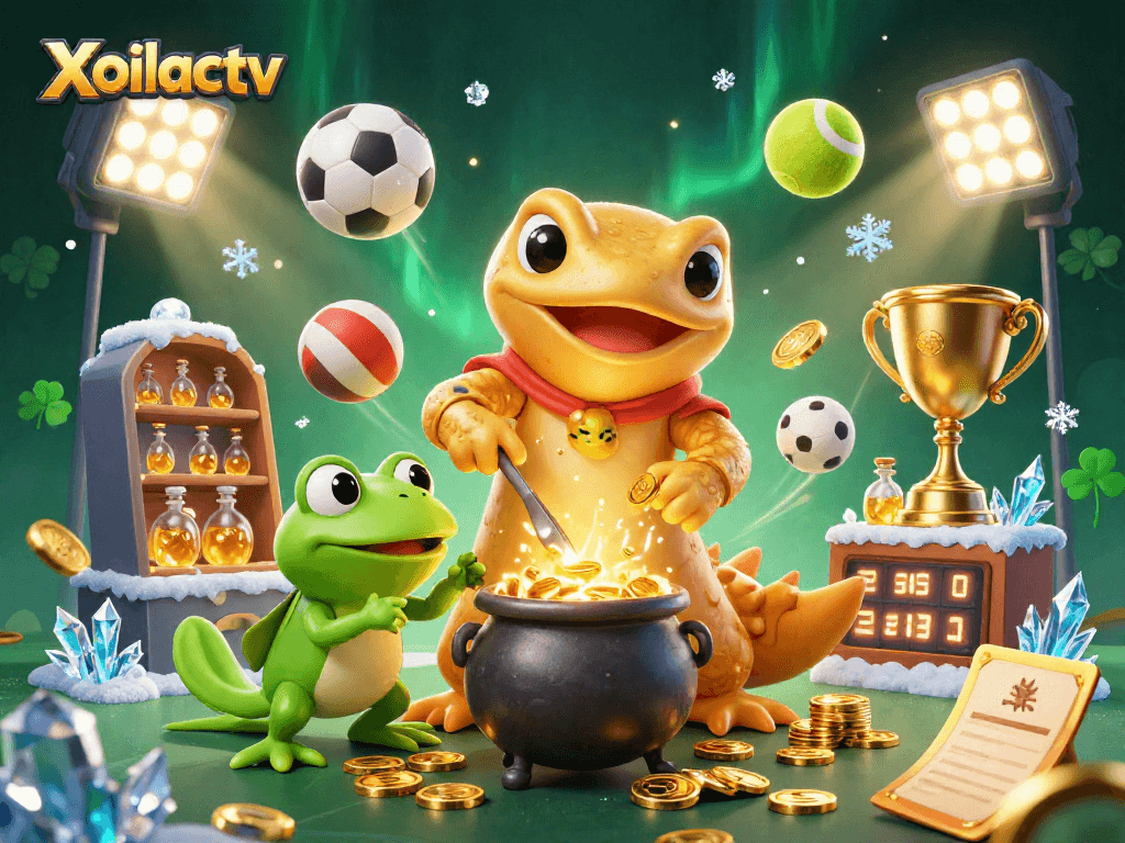 Xoilactv showcases an enchanted scene of golden transformations in a vibrant casino world