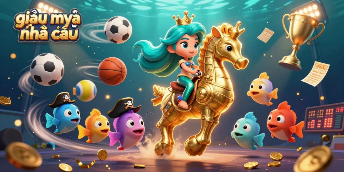 Engage with giải mã nhà cái in this vibrant 3D casino scene, showcasing a mermaid and seahorse amidst dynamic betting elements.