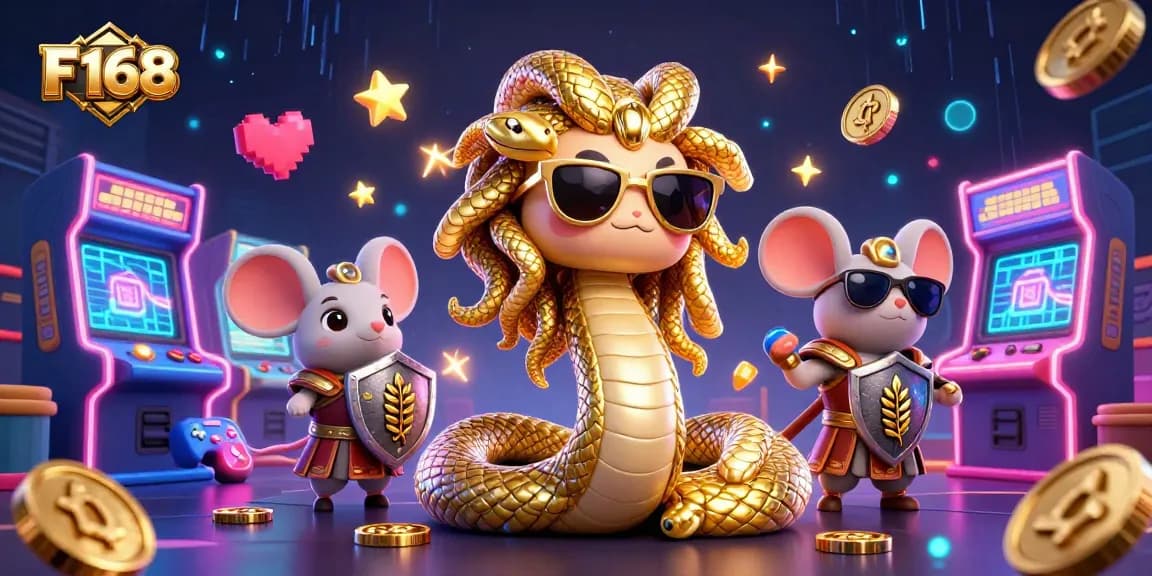 Experience thrilling gameplay at F 168 with vibrant casino elements and cartoon characters in action.