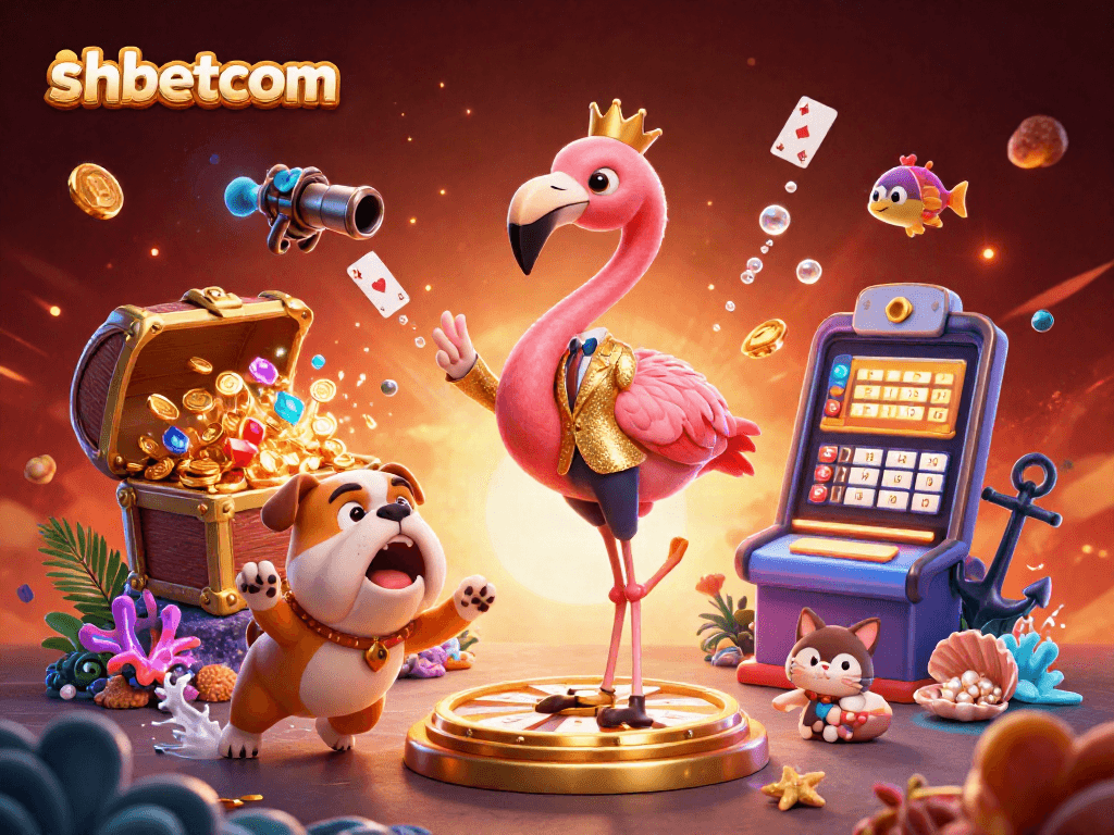 Engage with exciting game show scenes featuring shbetcom prize wheel, bulldog contest, and rich casino elements.