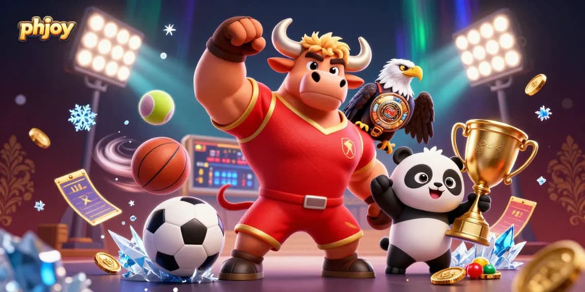 Engage in thrilling bets and wins at PHJOY with dynamic casino imagery featuring vibrant characters and game elements.