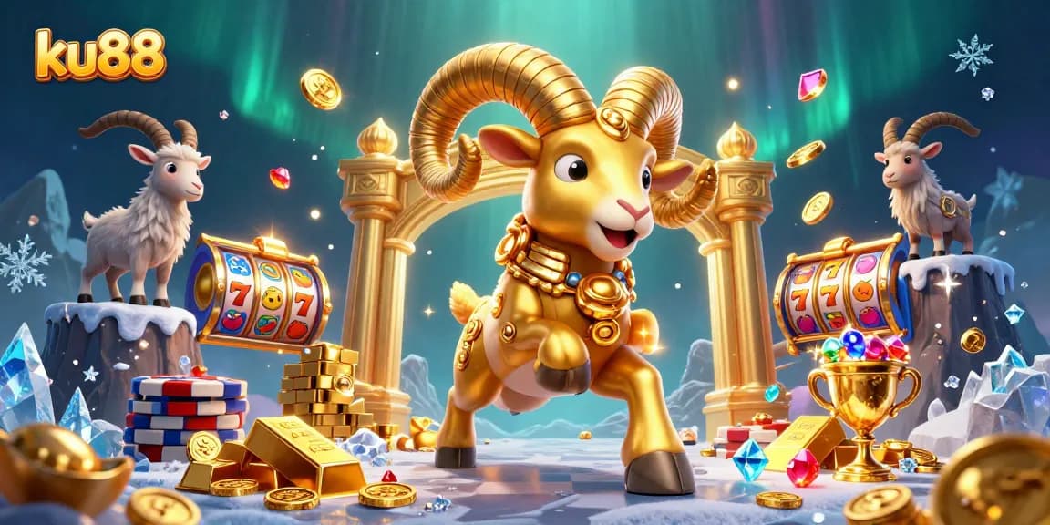 Experience thrilling action with ku88 at a dynamic casino-themed illustration featuring vibrant slot elements.