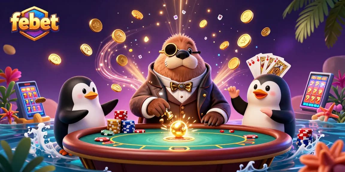 Experience thrilling gameplay at febet with charismatic characters at an exciting poker table.