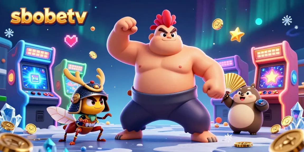 Experience thrilling betting action with sbobetv in a colorful casino-themed illustration.