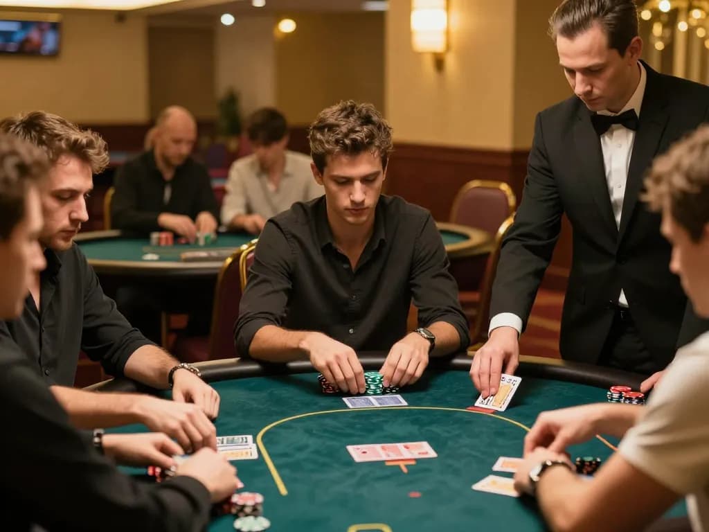 Players engaging in strategic poker gameplay at a FUN79 casino table