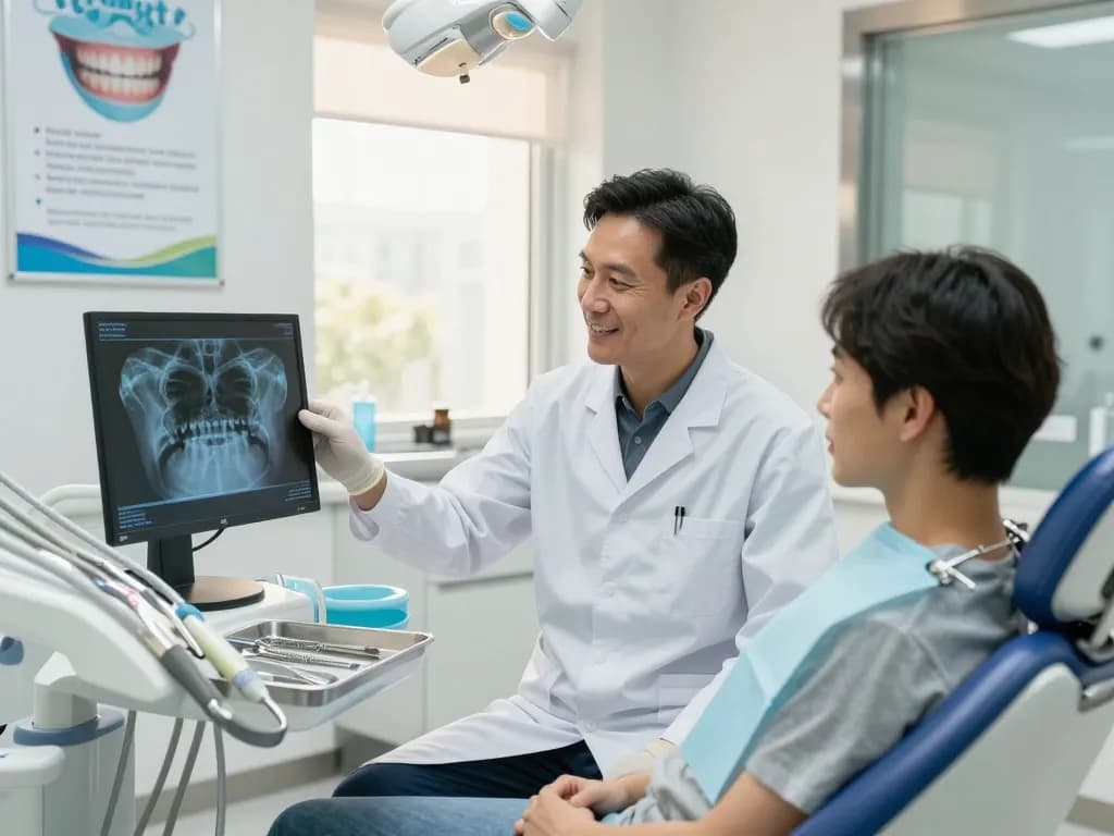 Patient konsultiert sich mit einem Zahnarzt Wien in einer modernen Zahnarztpraxis, die auf Komfort und Pflege fokussiert ist.