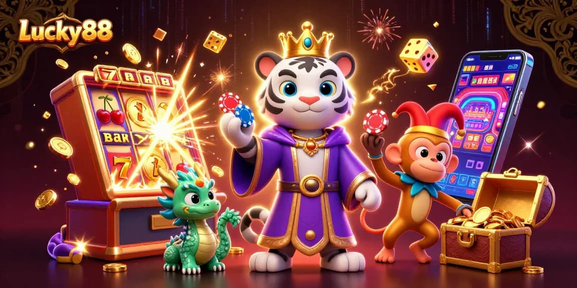 Experience the thrilling jackpot excitement with Lucky88, featuring vivid 3D characters and dynamic slot elements.