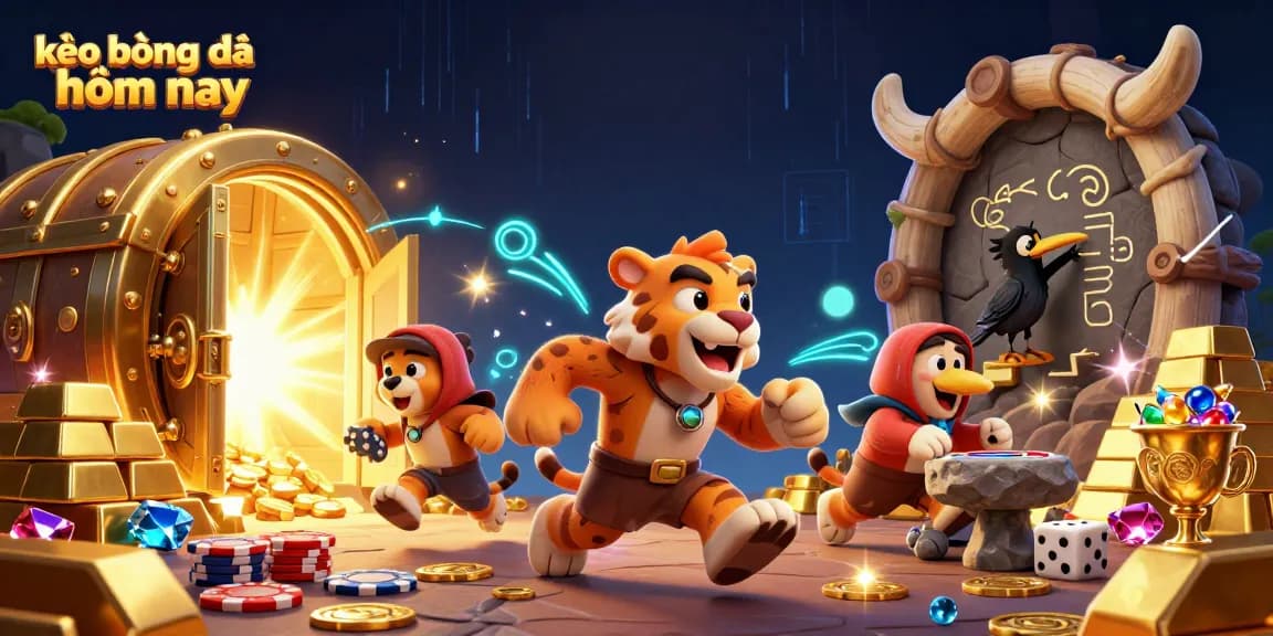 Experience kèo bóng đá hôm nay with a vibrant prehistoric casino scene featuring unique characters and elements.