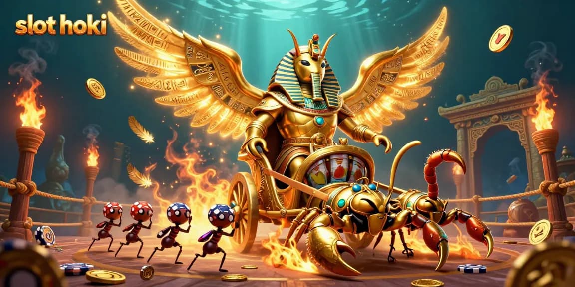 Engage in the thrilling world of slot hoki with golden scarab and dynamic casino elements.