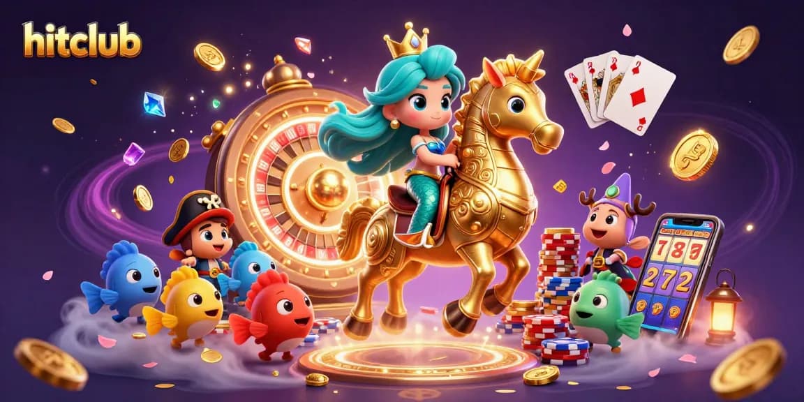 hitclub illustration showcasing an exciting casino scene with a mermaid and gaming elements