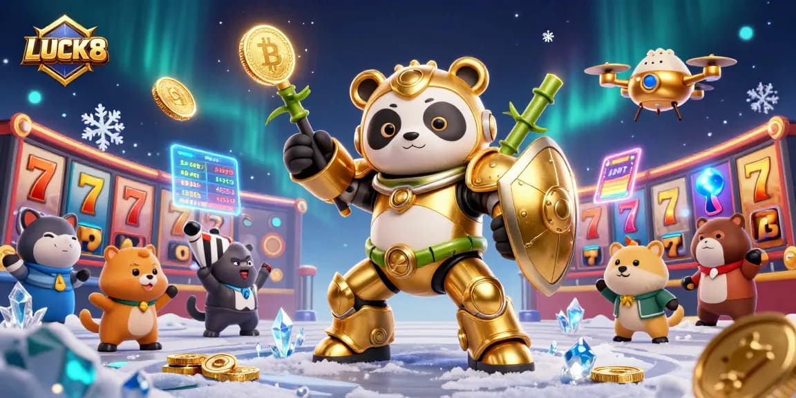 Spin jackpots and chase winnings at LUCK8 with a vibrant 3D casino illustration.