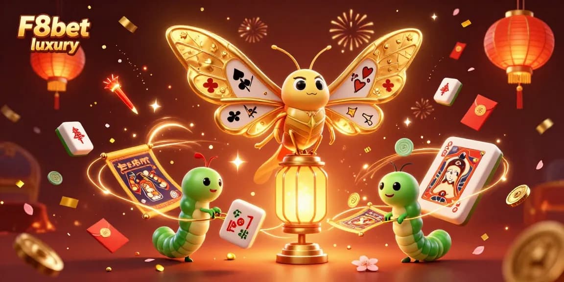 Experience the excitement of F8bet luxury with vibrant casino-themed 3D illustrations.