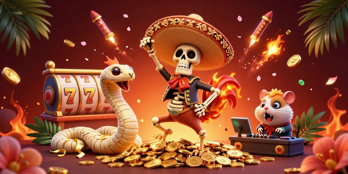 Experience excitement at 888new with a festive victory dance and slots in a vibrant casino scene.