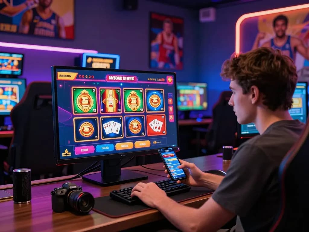 Engaged user placing bets on the 79KING online gambling platform with vibrant gaming icons visible on the screen.