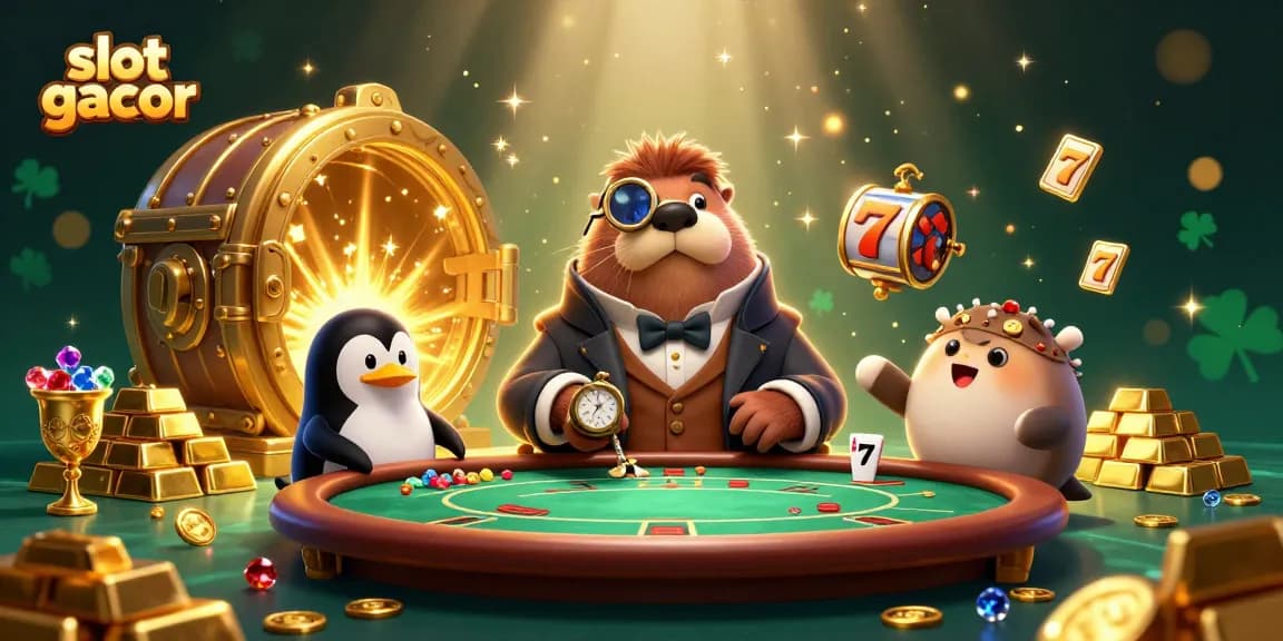 Experience slot gacor thrills with a 3D jolly walrus and casino elements in an underwater scene.