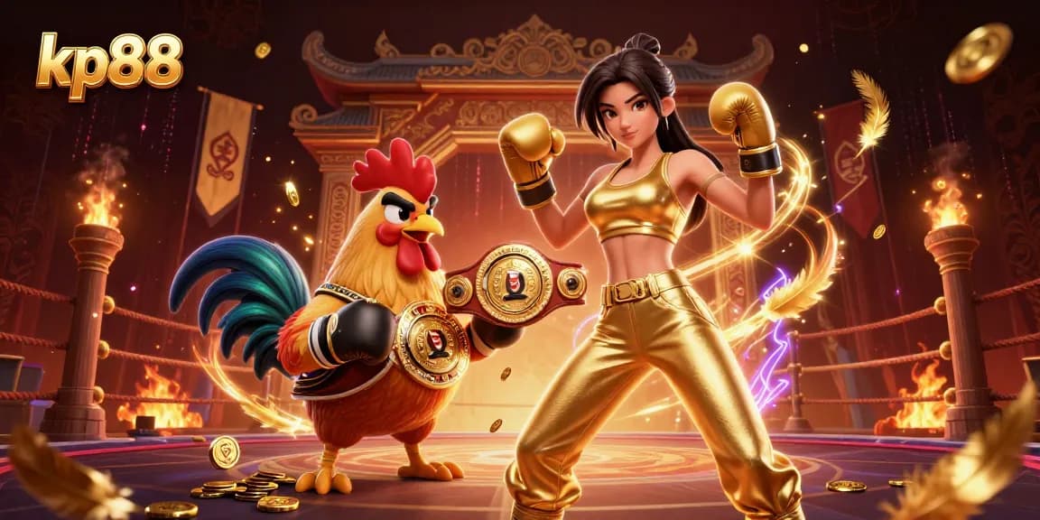 Engage in thrilling cockfighting action with kp88's championship rooster and dynamic betting themes.