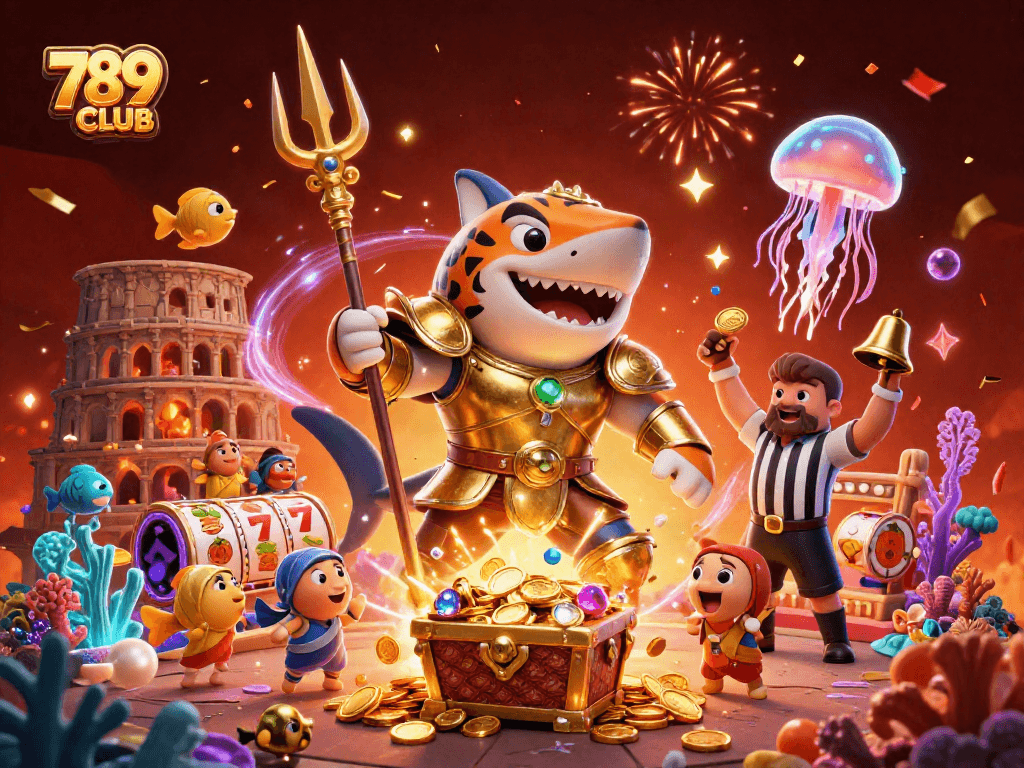 Engage in thrilling play at 789CLUB with exciting slot machines amidst a vibrant underwater arena.