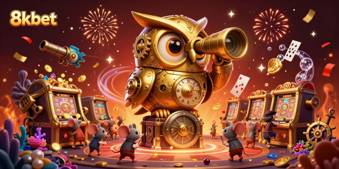 Experience thrilling games at 8kbet with a vibrant illustration of a casino scene.