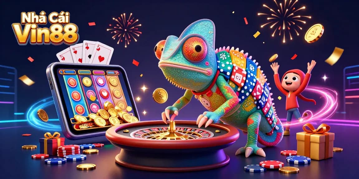 Engage in thrilling gameplay at Nhà Cái Vin88 with colorful slot games and exciting casino elements.