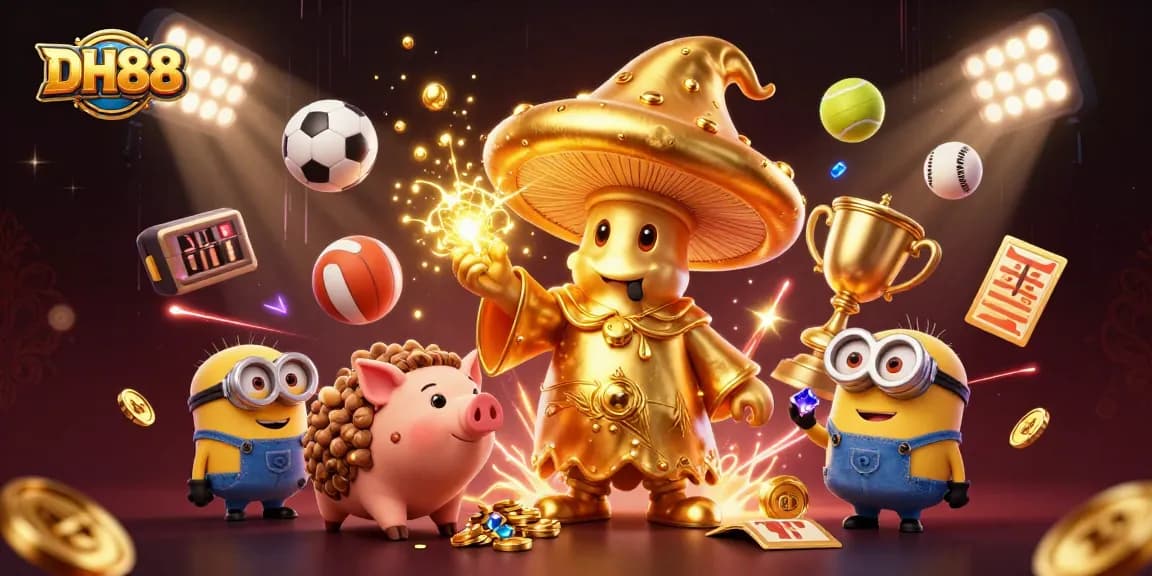 Engage with DH88's exciting games featuring a golden wizard and sports elements.