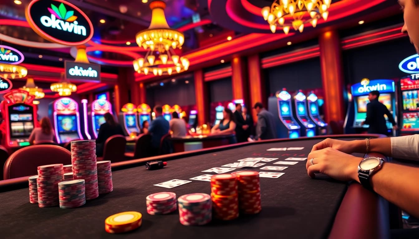 Experience the thrill of high-stakes poker at okwin's luxurious casino.