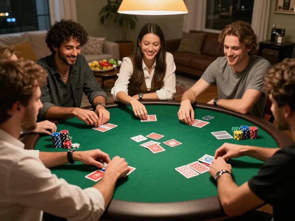 Experience thrilling gameplay at https://saobet.deal/ with friends during a lively home poker night.