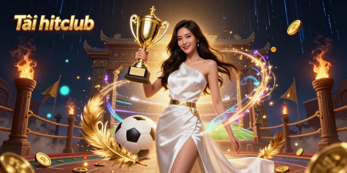 Tải hitclub offers a winning experience with vibrant gaming elements and a confident winner in dynamic casino illustration.
