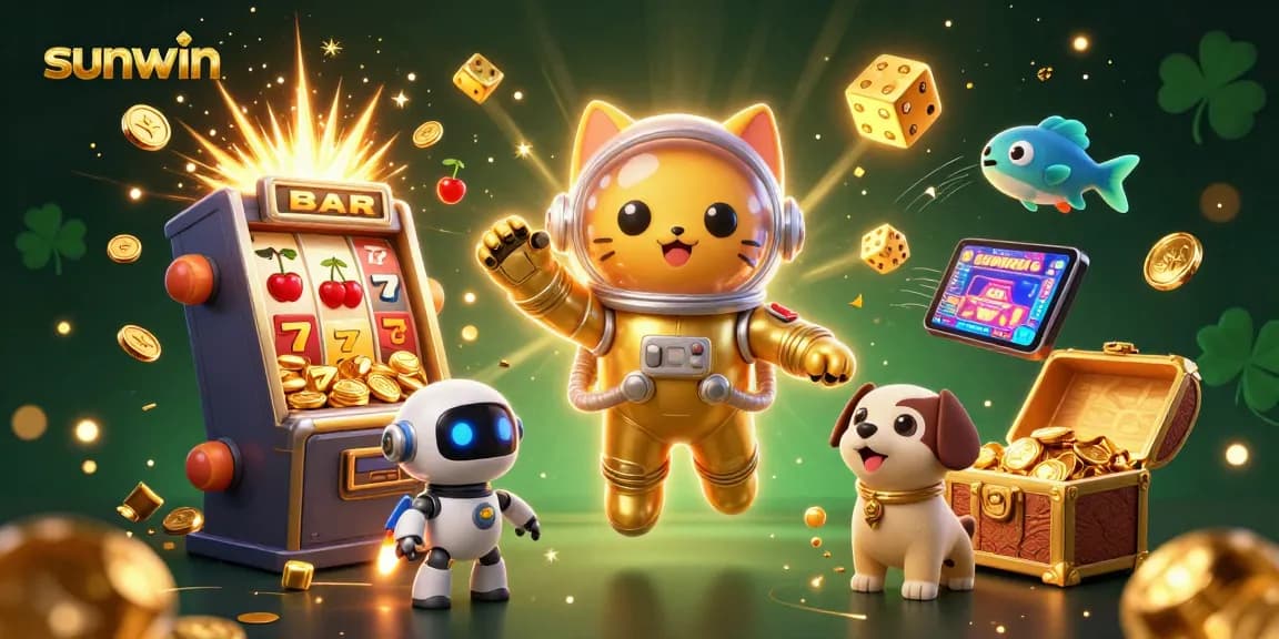Join the excitement of sunwin as the astronaut cat and robot dog celebrate with massive jackpots!