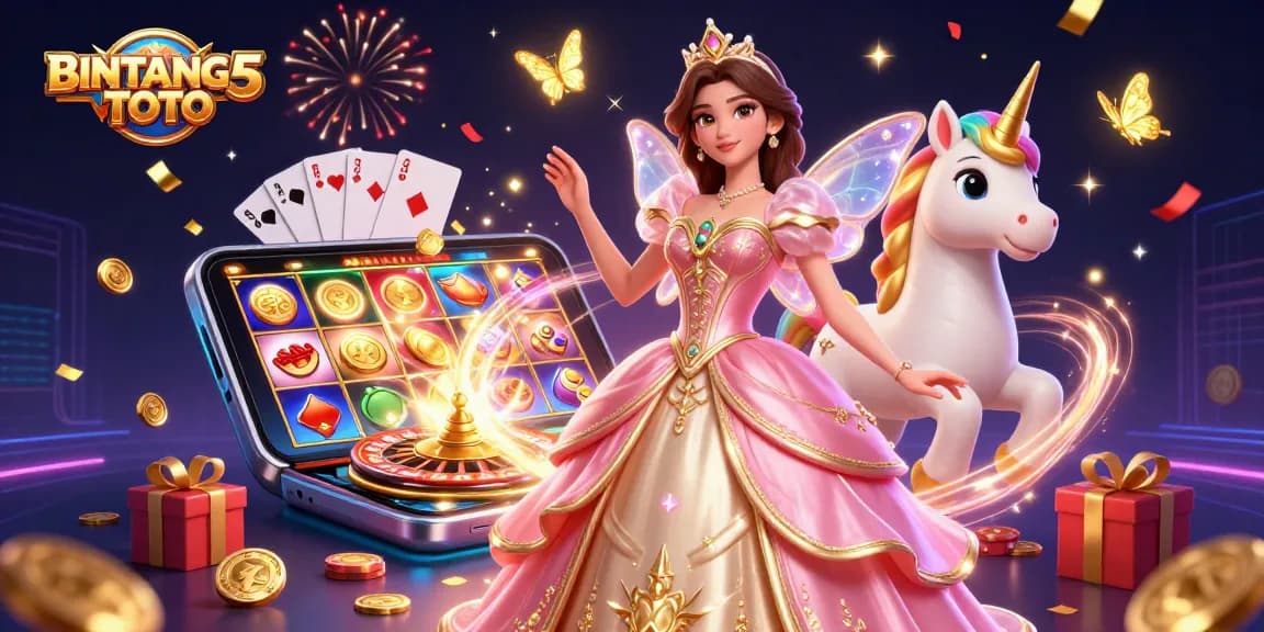 Engage in exciting gaming with BINTANG5TOTO featuring slots and vibrant characters.