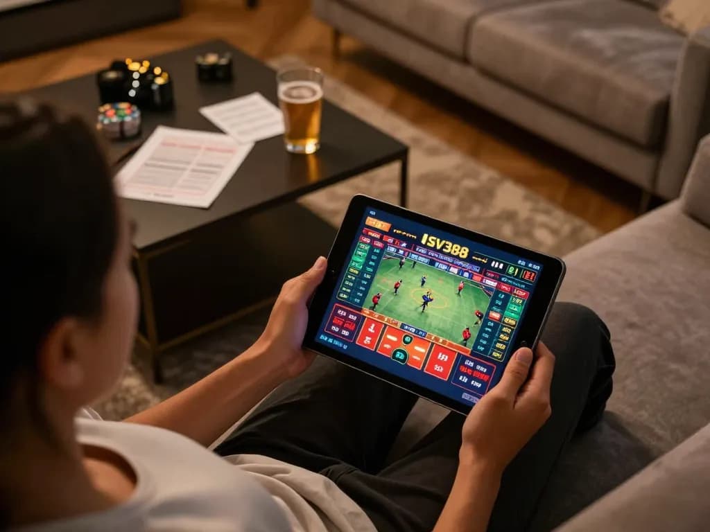Engaging online gambling scene with SV388 app showing live betting action and vibrant match footage.