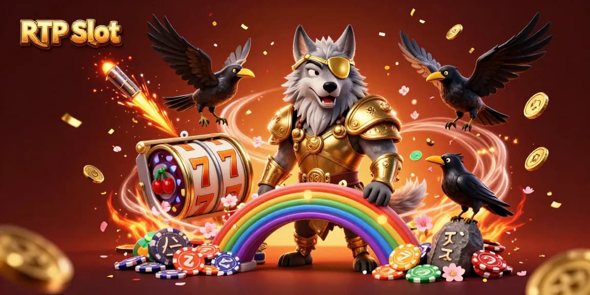 Engage with RTP Slot as Odin and ravens celebrate on a vibrant casino-themed scene.